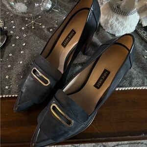 Nine West Navy Blue Heels with Gold Accent